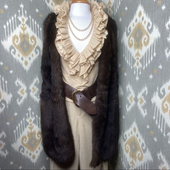 Ralph Lauren Sable Brown Lamb Shearling Vest - Picture 5 of 14
